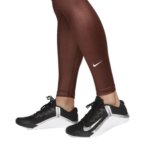 Nike Dri-FIT One Mid-Rise Shine Leggings Small Brown Bronze Eclipse Athleisure - Picture 3 of 7